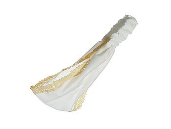 White Stretch Headband Hair Accessory with Ivory Crochet Rim