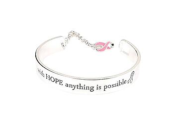 With Hope Anything Is Possible Silvertone Message Cuff Bracelet