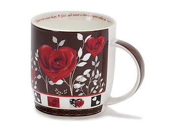 Brown Rose Heart Bone China Mug with Verse Inside Rim