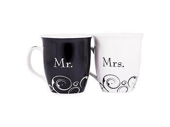 Mr. and Mrs. Poem Black and White 16 Oz. Ceramic Stoneware Mug Set
