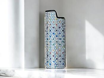 Clear Rhinestone Metal Shell Lighter Case Cover Holder Fits Bic Lighters