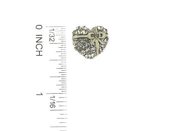 Silvertone Crystal Stone Metal Heart Shaped Earrings
