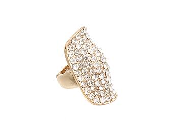 Crystal Stone Metal Oval Stretch Cocktail Ring