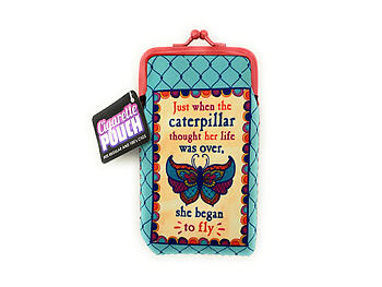 Butterfly Design Neoprene Cigarette Pouch with Snap Clasp Closure