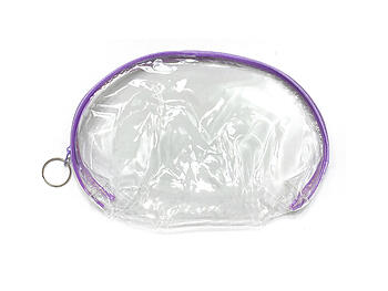 Purple Trim Large Zipper Cosmetic Bag & Coin Purse Set