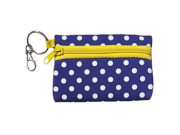 Purple with Yellow Neoprene Zippered Student ID Case with Key Ring