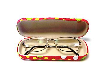 Red Polka Dots Small Hard Sunglasses / Eyeglasses Case