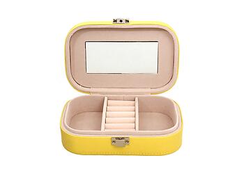 Mint and Yellow Lockable Portable Travel Jewelry Storage Box