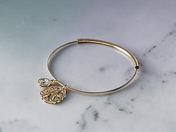 Goldtone Adjustable Bangle Initial 