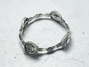 Anchor & Compass Burnished Silvertone Stretch Bracelet