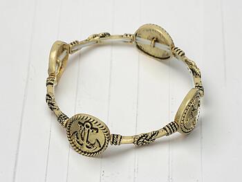 Anchor & Compass Burnished Goldtone Stretch Bracelet