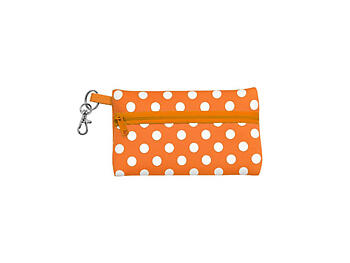 Neoprene Zippered Student ID Case with Key Ring (Orange with White)