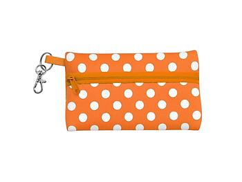 Orange with White Neoprene Zippered Student ID Case with Key Ring