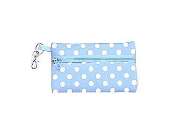 Neoprene Zippered Student ID Case with Key Ring (Light Blue with White)