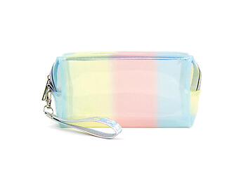 Iridescent Glitter Clear Travel Pouch With Wristlet