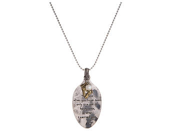 Inspirational Theme Spoon Burnished Metal Pendant Long Necklace