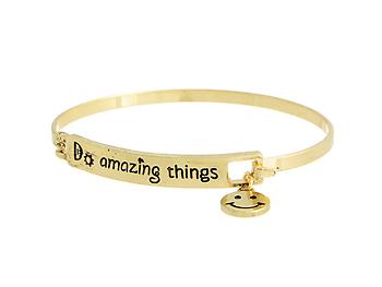 Goldtone Do Amazing Things Hook Style Bangle Bracelet