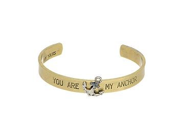 Goldtone You Are My Anchor Cuff Bracelet