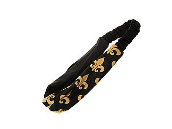 Black and Gold Fluer De Lis Stretch Headband Hair Accessory