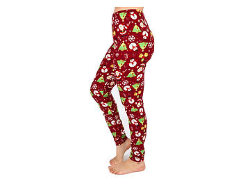 Christmas Print Peach Skin Women's Full Length Patterned Fashion Leggings
