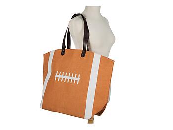 Sports Themed Canvas Tote Bag w/ Snap Closure