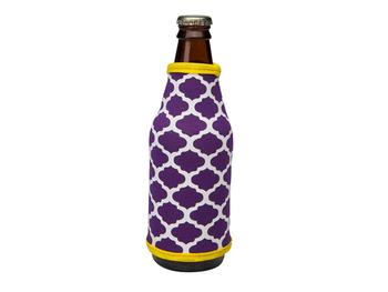 Purple and Yellow Insulated Neoprene Bottle Koozie