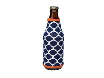 Navy Blue and Orange Insulated Neoprene Bottle Koozie