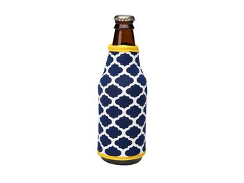 Navy Blue and Yellow Insulated Neoprene Bottle Koozie