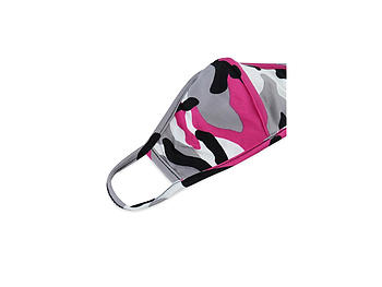 Fuchsia Reusable Camouflage T-Shirt Cloth Face Mask with Seam