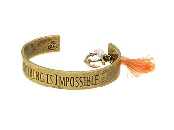 Nothing is Impossible Goldtone Message Cuff Style Bracelet
