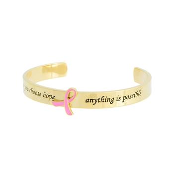 Once You Choose Hope, Anything Is Possible' Goldtone Message Cuff Style Bracelet