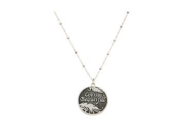 Burnished Silver Life is Beautiful Pendant Necklace