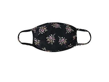 Black Floral Print Reusable T-Shirt Cloth Face Mask