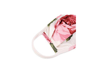 Ivory Floral Print Reusable T-Shirt Cloth Face Mask with Pleats