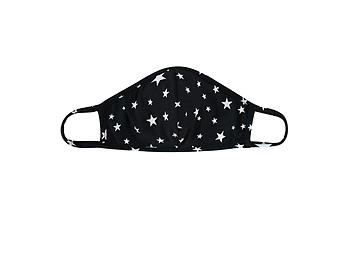 Black Star Print Reusable T-Shirt Cloth Face Mask with Seam