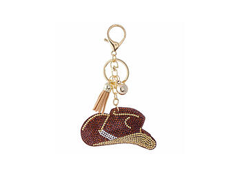 Plush Cowboy Hat Faux Suede Tassel Stuffed Pillow Key Chain Handbag Charm