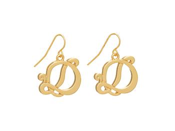 Goldtone Initial D Fishhook Earrings