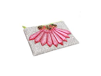 Colorful & Fun Glitter Jewel & Acrylic Accented Top Zipper Fashion Clutch ~ Style 6177
