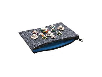 Colorful & Fun Glitter Jewel & Acrylic Accented Top Zipper Fashion Clutch ~ Style 6189