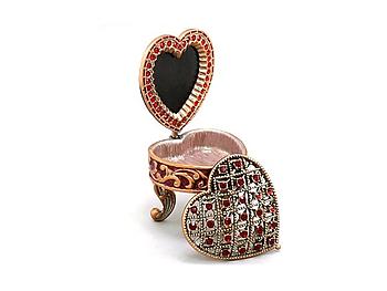 Red Deco Heart Picture Frame Jewelry Trinket Box