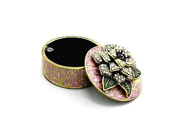 Purple Deco Enamel and Crystal Flower Jewelry Trinket Box