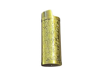 Dark Gold Filigree Metal Shell Lighter Case Cover Holder Fits Bic Lighters