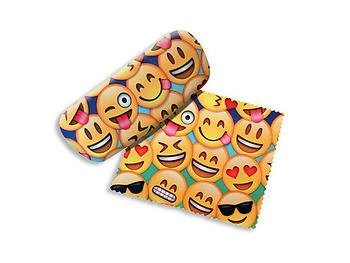 Emojis Small Hard Eyeglass Case with Matching Cleaning Cloth