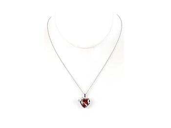 Red Bow Tied Heart Rhinestone Pendant Necklace