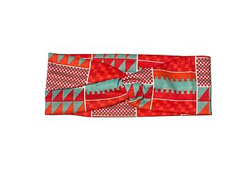 Green Aztec Twisted Knot Cotton Wide Stretch Headband