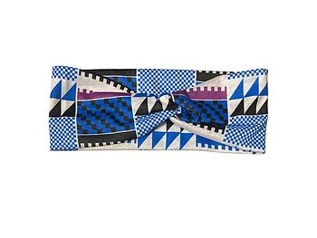 White Aztec Twisted Knot Cotton Wide Stretch Headband