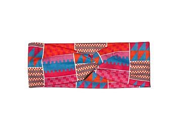 Blue Aztec Twisted Knot Cotton Wide Stretch Headband
