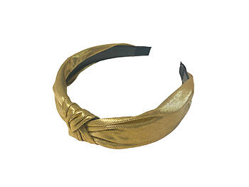 Gold Metallic Fabric Fashion Headband w/ Top Knot