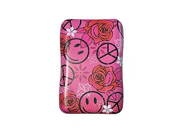 Peace Sign & Flowers King Size Fashion Tin Box for Cigarettes Cards or Money