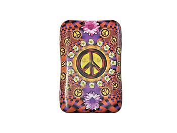 Floral Peace Signs King Size Fashion Tin Box for Cigarettes Cards or Money